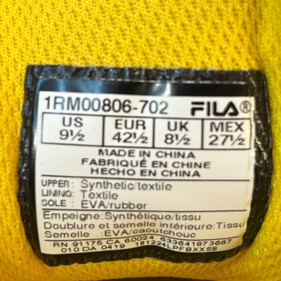 FILA Men's Sneaker- Ray Repeat,Yellow/White - Picture 11 of 12